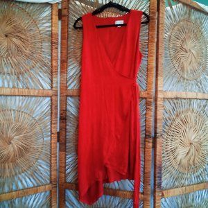 Bisou Bisou A-symmetrical Wrap Style Burnt Orange Dress
